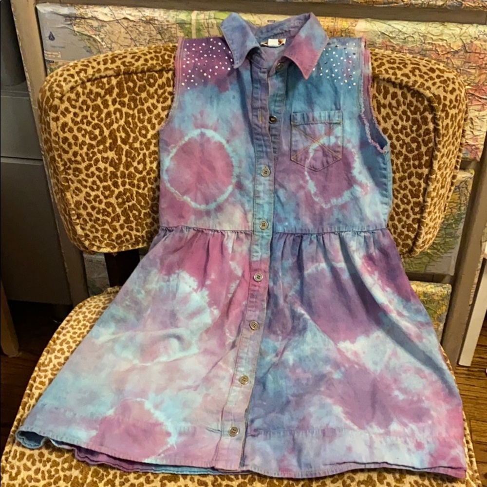 Love Rocks Tie Die Lightweight Jean Dress